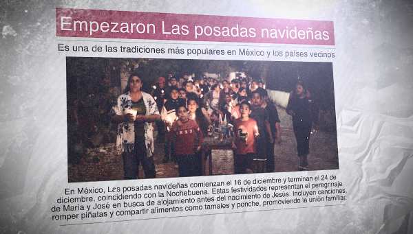 Un diario muestra gente celebrando la Navidad en la calle con el titular: "Empezaron Las posadas navideñas"