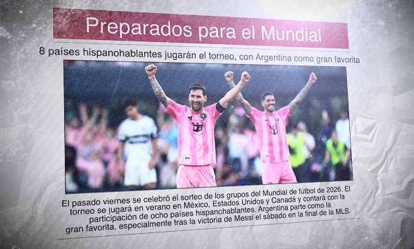 Un diario con la foto del Inter de Miami celebrando su primer título de la MLS y el titular: "Preparados para el Mundial"
