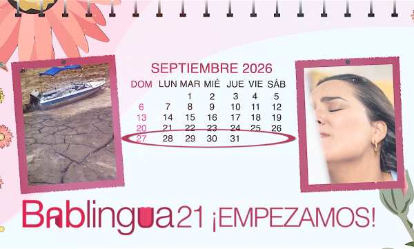 Un calendario del mes de septiembre de 2026 con una imagen de la sequía y otra de una mujer pasando mucho calor