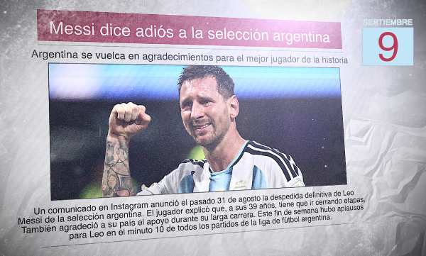 Un diario muestra una foto de Leo Messi con el titular "Messi dice adiós a la selección argentina"